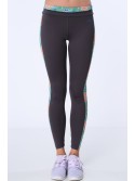 Sports leggings with a stripe with graphite flowers MR15471 - Online store - Boutique